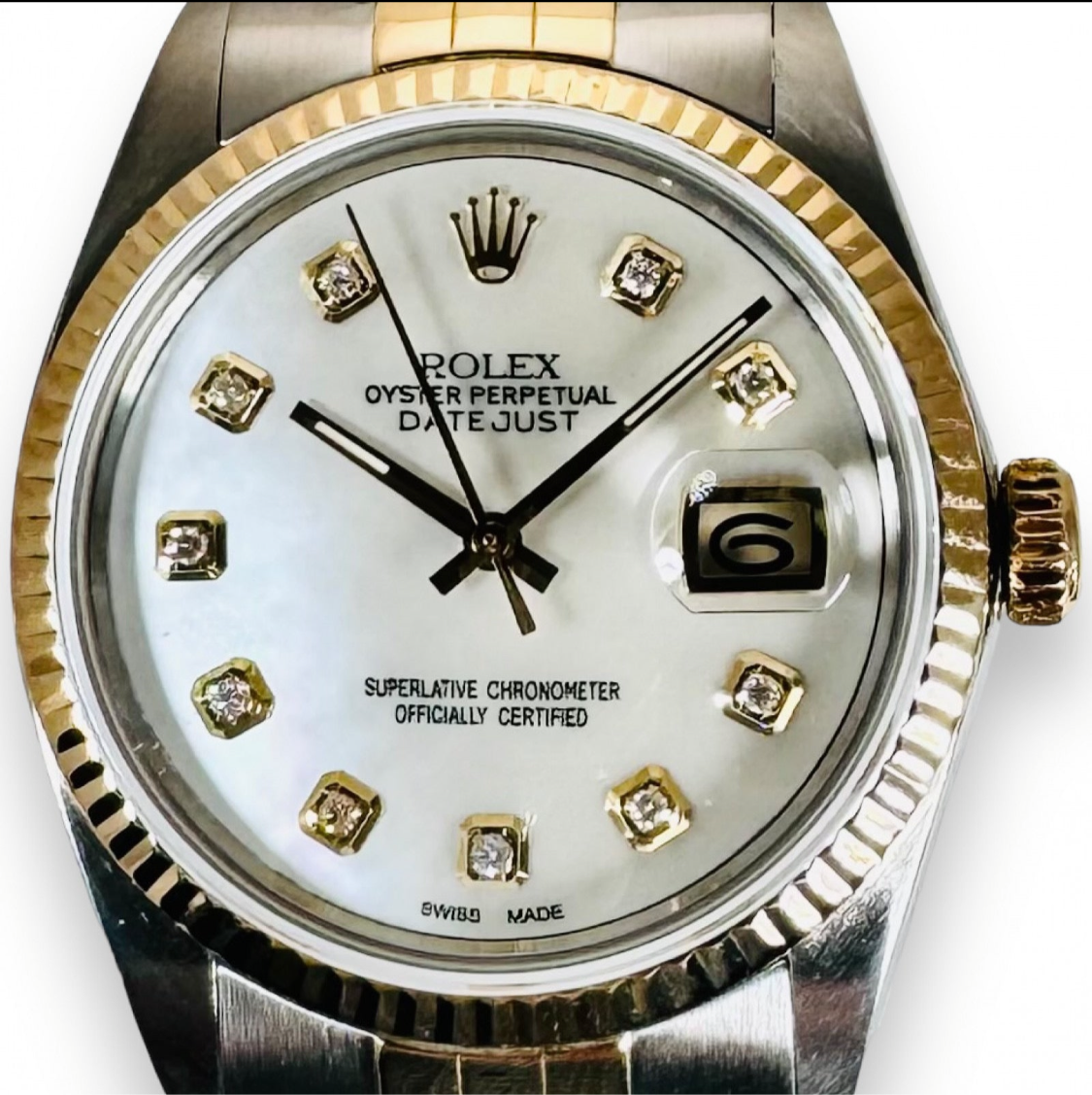 ROLEX DATEJUST 16013
MOTHER OF PEARL DIAMOND DIAL